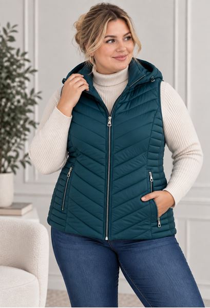 Immagine di QUILTED SLEEVELESS VEST - REMOVABLE HOOD & ELASTICATED SIDES